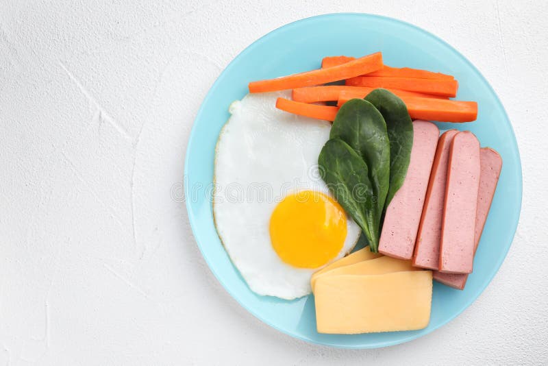 Plate with Healthy Breakfast on White Table Stock Photo Image of carrot, lunch 160667854
