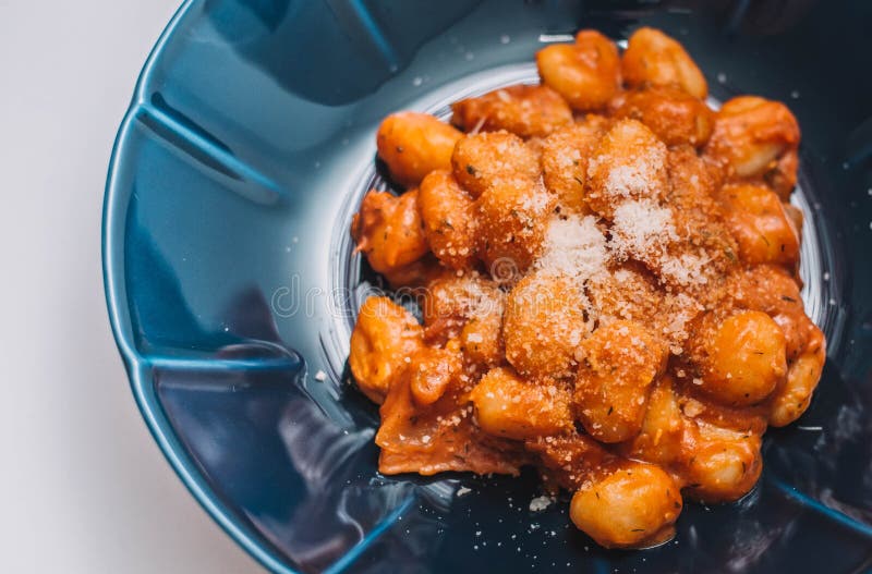 Plate of Homemade Gnocchi with Tomato Sauce Stock Photo Image of fresh, cheese 232151286