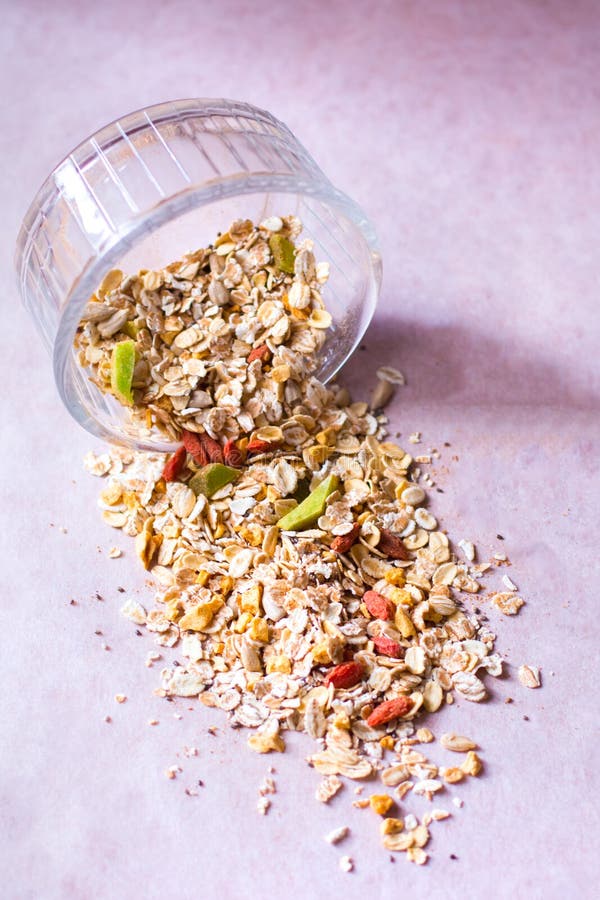 Plate of Homemade Muesli with Cornflakes, Goji Berries, Chia Seeds ...