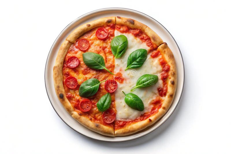 Plate in Italian national colors pizza top view stock illustration