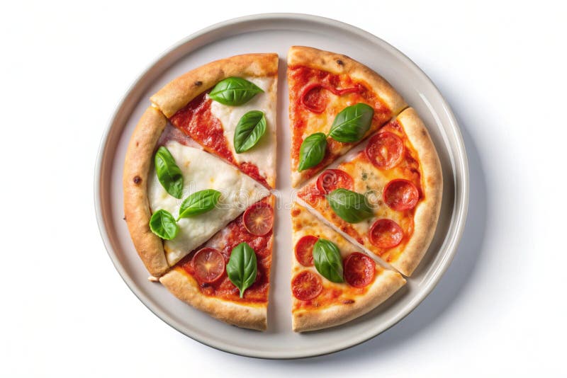 Plate in Italian national colors pizza top view royalty free illustration