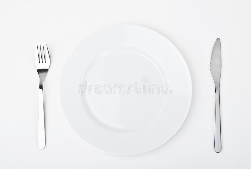 Empty Plate with Fork and Knife. Stock Image Image of tableware, fork