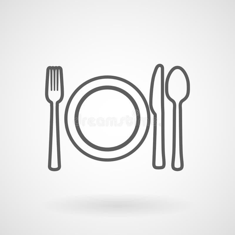 Plate Knife And Fork Line Icon Vector Stock Vector Illustration Of Dinner Flat