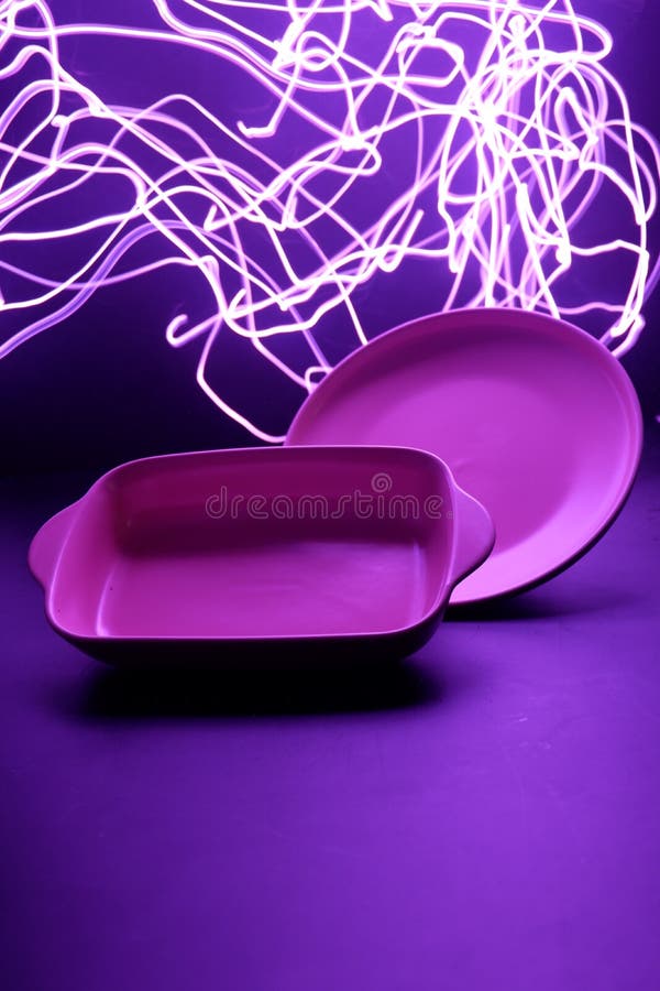 Pink Plate with light stock photo. Image of geometric 238249100