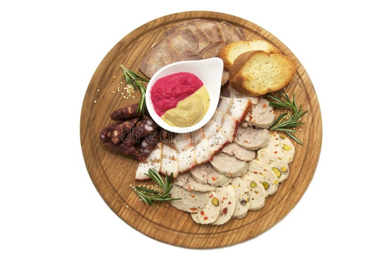 A plate with meat cutting