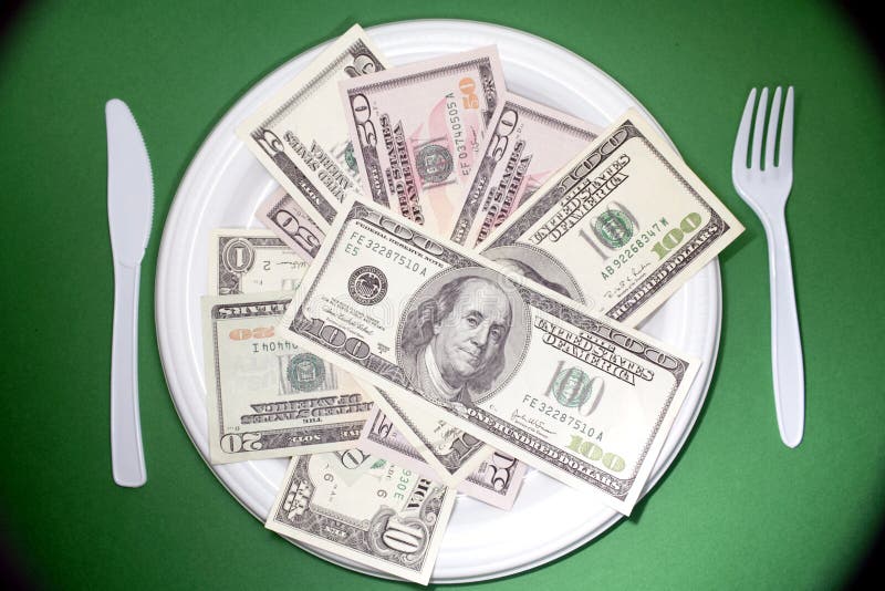 Plate of money stock photo. Image of cash, plate, meal 2570132