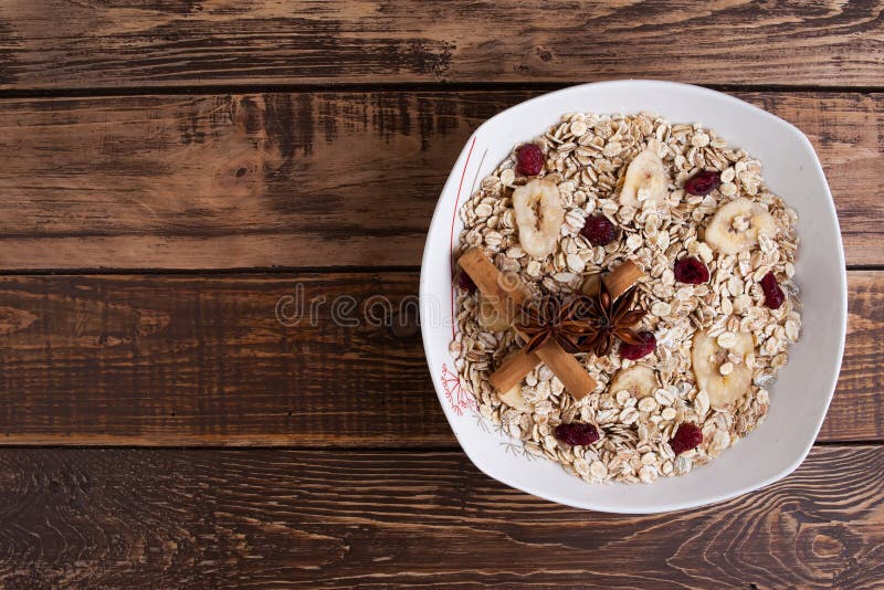 A Plate with Oats and Dry Fruits Stock Photo Image of manger, date