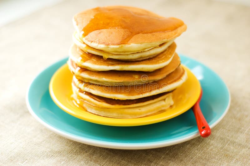 Plate of pancakes stock image. Image of white, yellow 13468303