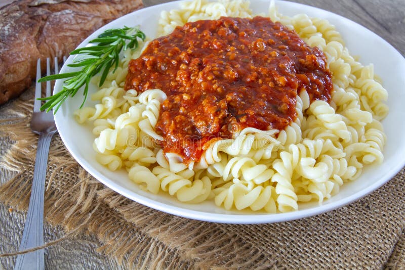Pasta with bolognese sauce stock photo. Image of pasta 194951264