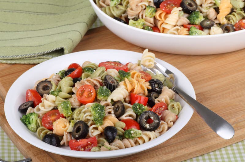 Plate of Pasta Salad stock image. Image of plate, tomato 22274299