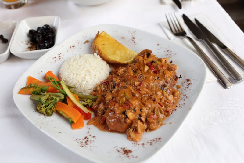 Plate of pepper steak stock photo. Image of dining, organic 45519656