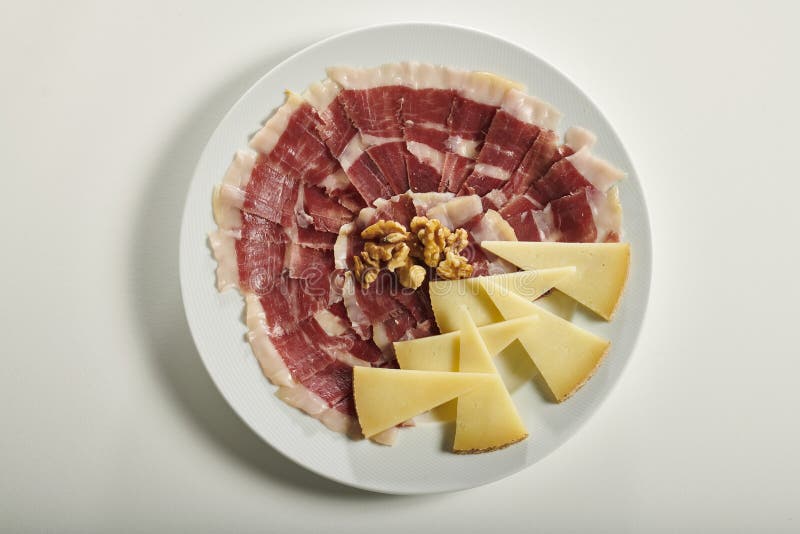 Plate of Serrano Ham and Manchego Cheese Stock Image Image of iberico, jamon 194496325