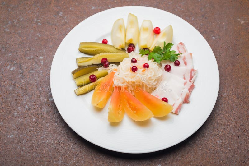 Plate with Snacks on the Table in a Restaurant Stock Photo Image of organic, salami 28167292
