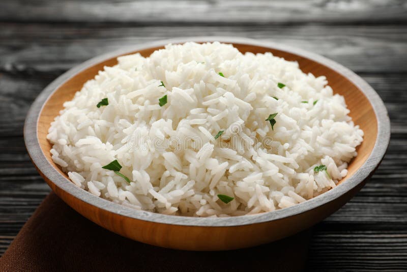 Plate Of Tasty Cooked White Rice On Table Stock Image Image of