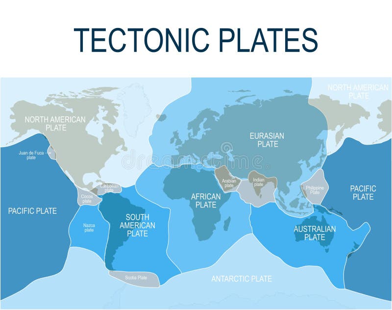Plate tectonics. Major main and minor plates.