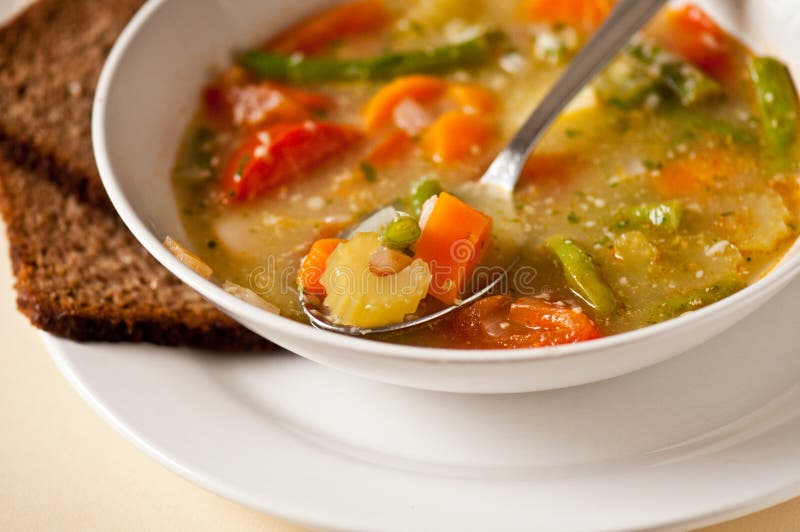 Plate of vegetable soup stock photo. Image of vegetarian 16872192