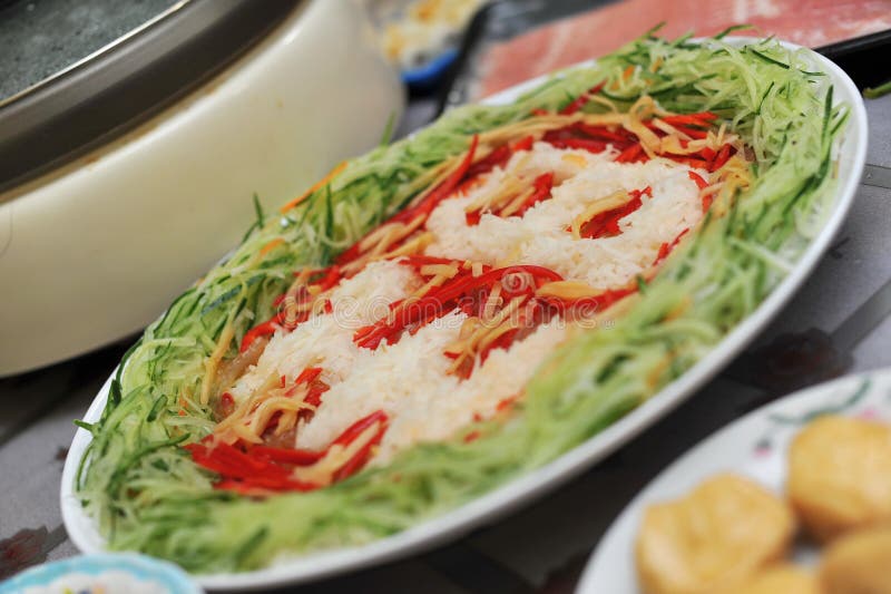 Plate of Yu Sheng (raw Fish Salad) Stock Photo - Image of dish, year ...