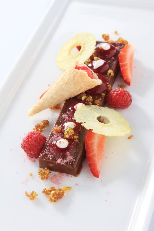 Plated chocolate dessert stock image. Image of cotta 61846841
