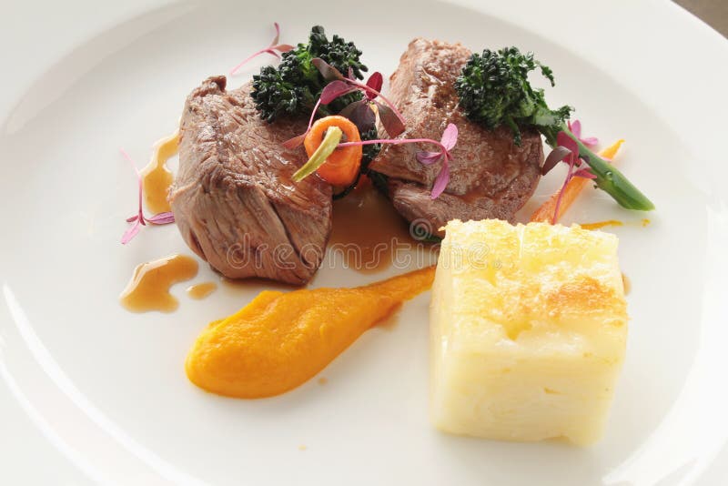 Plated meat meal stock image. Image of nouvelle, beef 61847439