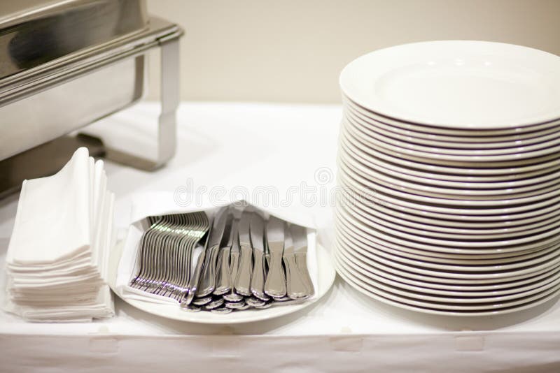 Plates and cutlery stock photo. Image of closeup, hotel 27430654