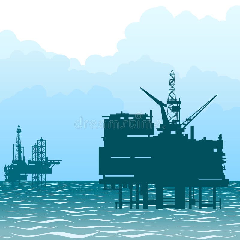 Plates-formes pétrolières en mer illustration de vecteur Plates-formes pétrolières en mer illustration de vecteur