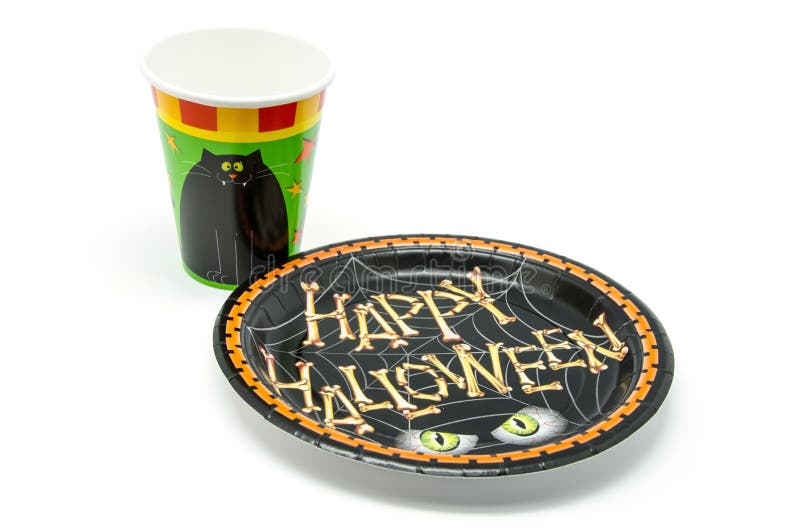 Plates and Glasses for Halloween Stock Photo Image of holiday
