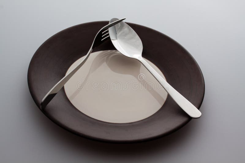 Plates with a Silver Fork and Spoon Stock Photo Image of fancy