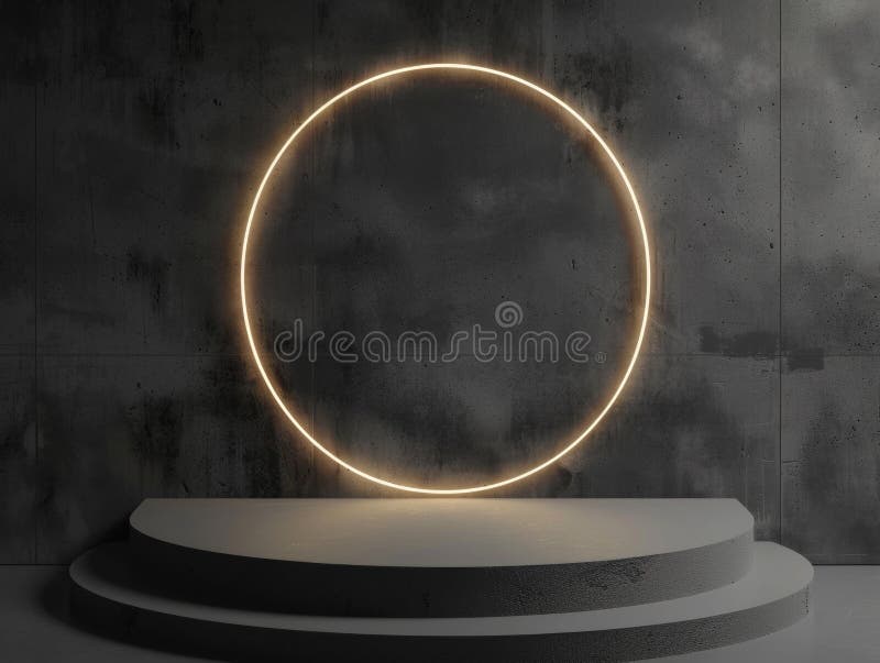 Platform light. Circular light on platform, ideal for use in architecture, interior design or technology concepts AI generated