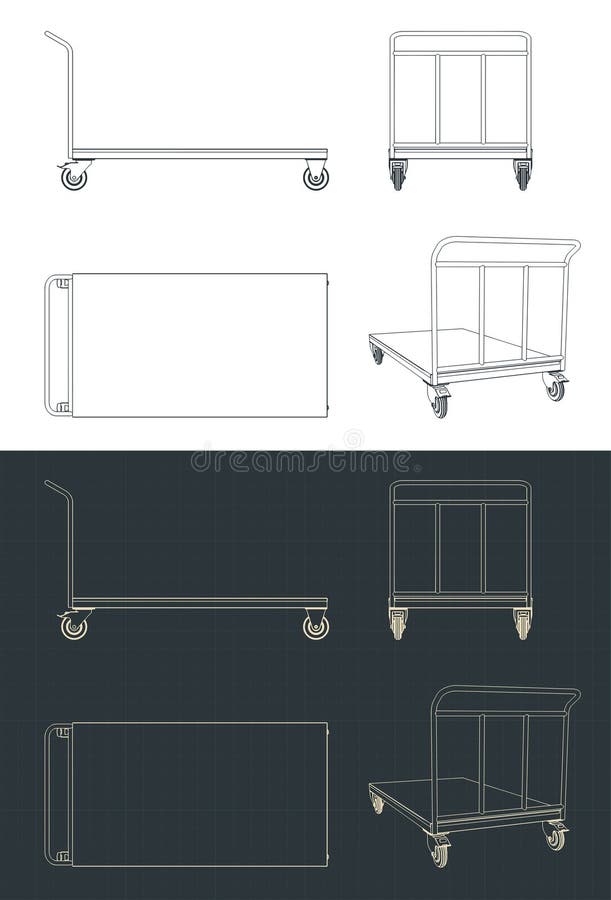 Platform Trolley Blueprints Stock Vector Illustration of factory