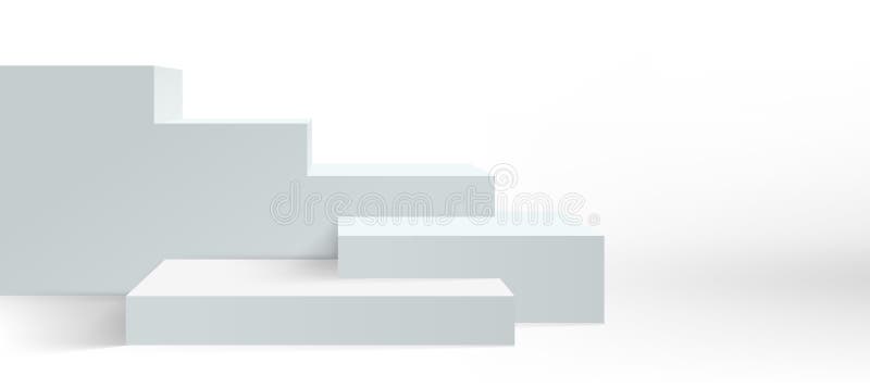 Platforma vectorială de fundal podium piedestal și afișarea produsului alb 3d. scări de afișare pe podium sau pe studiouri goale royalty free illustration