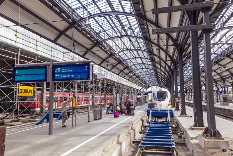 Platforms in the classicistic railway station in Wiesbaden