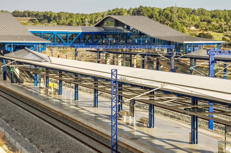 Platforms of Modern Railway Station. Tarragona (Spain). Stock Photo