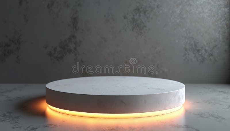 Platformă de proiectare a piedestalului pentru afișarea produselor necompletată. Stand modern iluminat. Prezentare publicitate ret royalty free illustration