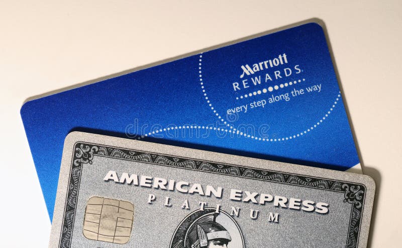 American Express Amex Platinum card and Marriott Hotels Membership Card stacked on a white table. These get you ready for luxurious travels! Photographed in Espoo, Finland May 2019. American Express Amex Platinum card and Marriott Hotels Membership Card stacked on a white table. These get you ready for luxurious travels! Photographed in Espoo, Finland May 2019.