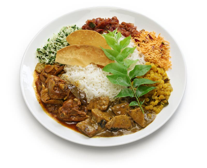 Plato srilanqués del arroz y del curry fotos de archivo libres de regalías Plato srilanqués del arroz y del curry fotos de archivo libres de regalías