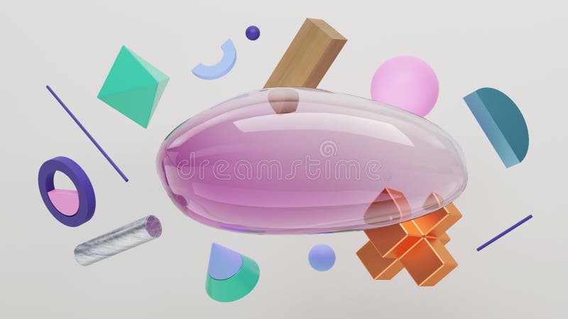 Plats av bubblan och fasta primitiva geometriska former stock illustrationer Plats av bubblan och fasta primitiva geometriska former stock illustrationer