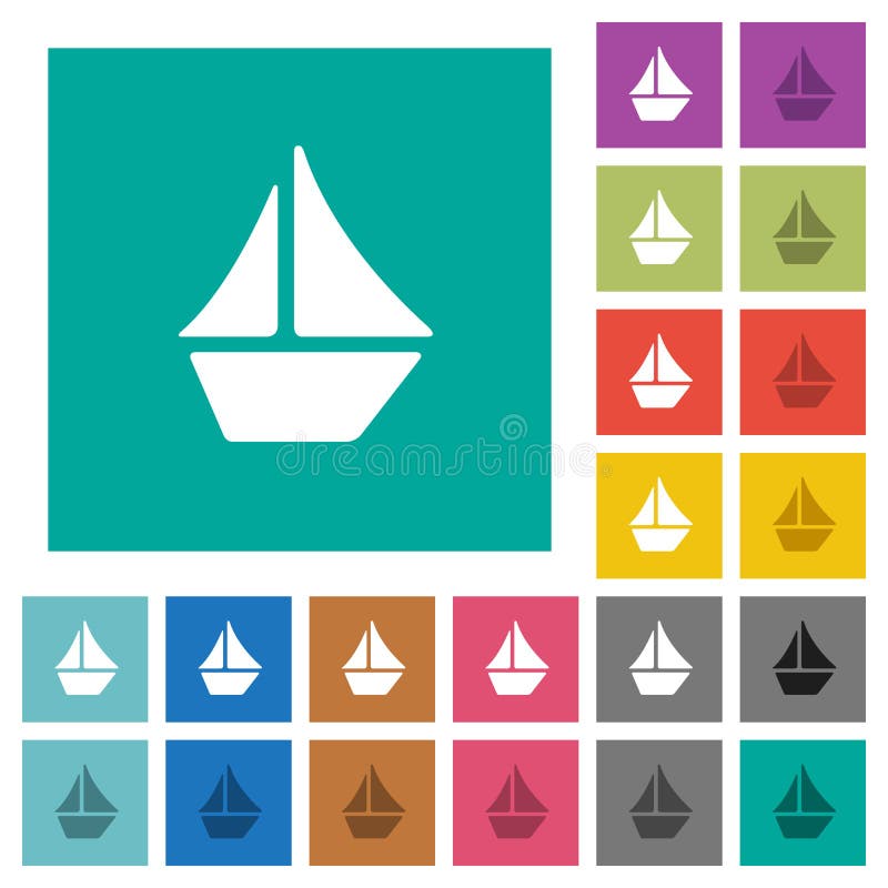 Sailboat multi colored flat icons on plain square backgrounds. Included white and darker icon variations for hover or active effects. Sailboat multi colored flat icons on plain square backgrounds. Included white and darker icon variations for hover or active effects