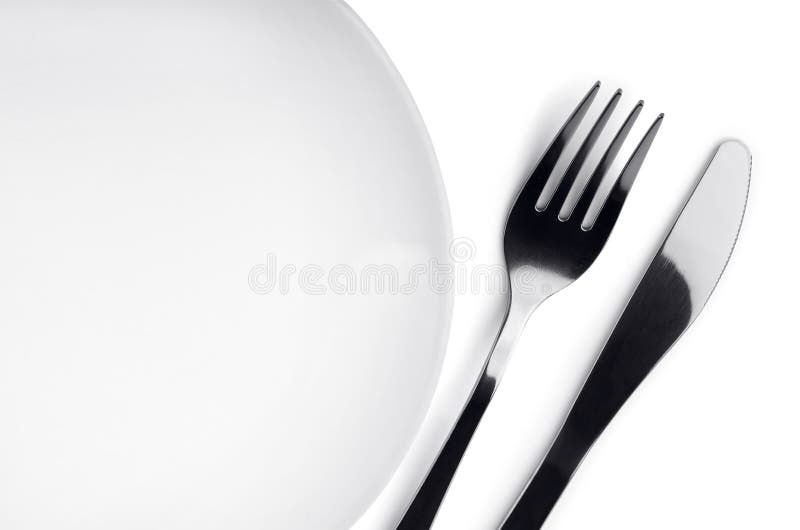 Platta, gaffel och kniv