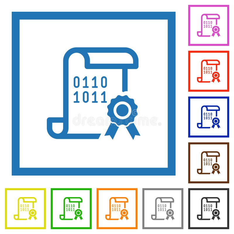 Platta symboler för digitala certifikat vektor illustrationer