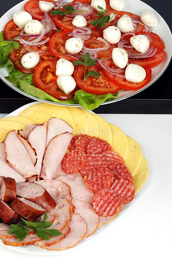Platter of cold meats stock photo. Image of appetizer 38425794