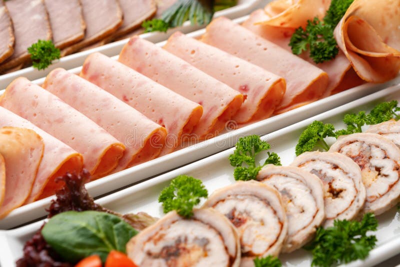 Platter of Fresh Meat Cold Cuts on Table Stock Photo Image of