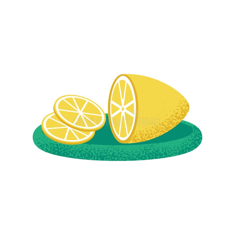 Plattor med halv citron Illustration av vektor royaltyfri illustrationer