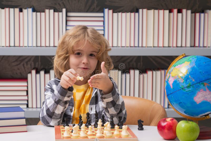 Kids Early Development. Pupil Kid Thinking about His Next Move in a Game of  Chess. Stock Image - Image of child, chess: 172839087