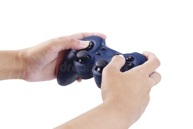 Play game with a joystick stock photo
