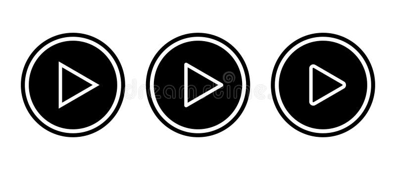 Pictograma pentru butonul de redare linie setată în stilul generic. siglă video player royalty free illustration