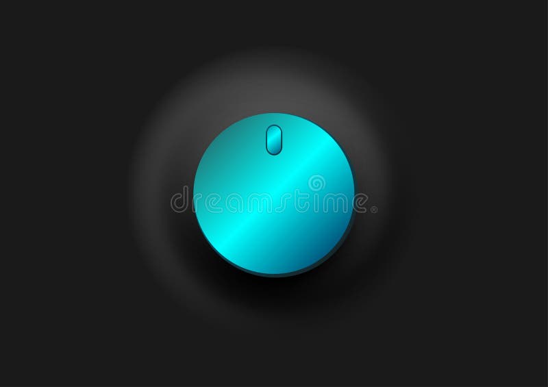 Play symbol icon on blue in blue button in black background, Vector illustrator stock illustration