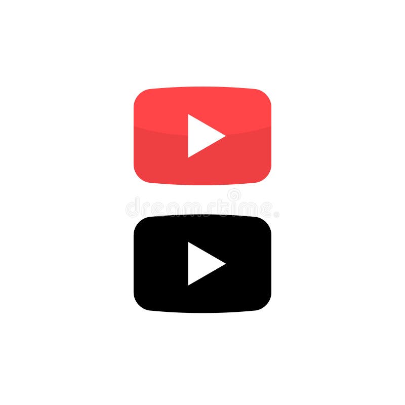 Play vector button icon. Red button video play arrow symbol vector illustration
