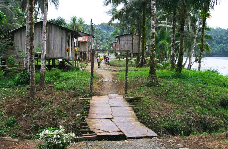 This is one of the 2 entrances to Playa de Oro, Ecuador. This small village of about 400 people is only accessible by boat. The Cotacachi-Cayapas National Margay Reserve is managed by the people in this town, and sustainable forest practices are largely observed here which is unusual for this region. Houses are built on stilts due to frequent flooding of the Rio Santiago. The water level can rise as much as 1 foot per hour in heavy rains, which can cause extremely devastating flooding in severe rainstorms. This is one of the 2 entrances to Playa de Oro, Ecuador. This small village of about 400 people is only accessible by boat. The Cotacachi-Cayapas National Margay Reserve is managed by the people in this town, and sustainable forest practices are largely observed here which is unusual for this region. Houses are built on stilts due to frequent flooding of the Rio Santiago. The water level can rise as much as 1 foot per hour in heavy rains, which can cause extremely devastating flooding in severe rainstorms.