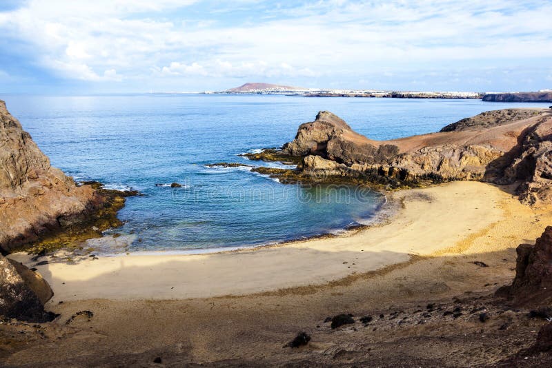 Playa De Papagayo Parrot S Beach On Lanzarote Canary Islands Stock Image Image Of Hills