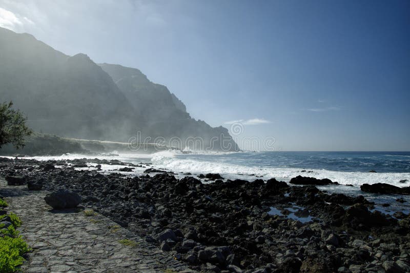 Playa de Rocky Costadel Buenavista, Tenerife, canario, España foto de archivo Playa de Rocky Costadel Buenavista, Tenerife, canario, España foto de archivo